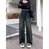 Otoño Invierno Retro Americano Tallas Grandes Chicas Gorditas Nuevo Estilo Cintura Alta Adelgazantes Más Terciopelo Engrosado Temperamento Jeans Mujer Coreano