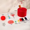 Caja de Costura para Dote de Boda, Caja de Costura para Dote de Boda Estilo Chino, Caja de Costura Redonda Simple Roja para Celebración de Boda