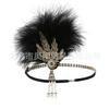 Años 20 Era Moderna Retro Baile Aleación Negra Pluma de Avestruz Pelusa Pedrería Perla Accesorios para el Cabello de Novia