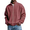 Sitio web independiente transfronterizo europeo y americano ropa de hombre, moda vintage estilo americano para hombre, chaqueta sencilla de color liso con tejido gofrado, cuello alto, con cremallera