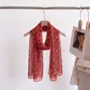 Nuevo pañuelo fino de seda con estampado floral pequeño 50*160, pañuelo largo de georgette estampado para mujer, protector solar, transpirable, versátil, pañuelo de viaje