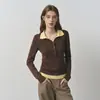 Suéter de Lã Tricô Colorido Estilo Celeiro Versace Feminino 2026 Outono/Inverno Falso Duas Peças Gola Reversível