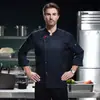 Ropa de Trabajo de Chef para Hombre Primavera y Otoño Manga Larga Barbacoa Hotel Restaurante Horneado Cocina Comedor Ropa de Trabajo de Chef para Mujer Elástica