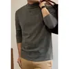 Camiseta Térmica de Manga Larga para Hombre, Estilo Maduro Ligero, Doble Cara de Lana y Seda de Morera, Cuello Semi Alto, Otoño e Invierno