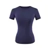 Camiseta básica gola redonda manga curta Kardashian para mulheres, novo estilo de verão, elástica, justa ao corpo, top liso de cor sólida básico