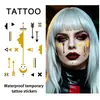 Adesivos de tatuagem de folha de ouro transfronteiriços para o Halloween, marcas de rasgo de folha de ouro, maquiagem facial, maquiagem de imitação, elementos de lua, flecha, ponto, à prova d'água