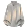Roupas da moda retrô americana de alta durabilidade, moletom de gola alta com zíper parcial de manga longa masculino para comércio exterior transfronteiriço europeu e americano, feito sob medida