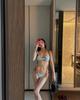 Bikini de tres puntos con lazo, estilo sexy de comercio exterior para chicas, con tirantes dobles y pecho pequeño