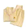 Pijama suave y lindo de niña a cuadros amarillos y blancos con estrellas, algodón nube, talla grande, manga larga, pantalón largo, con cuello, conjunto de dos piezas para casa