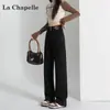 Calça Jeans Feminina de Cintura Alta Slimming com Forro de Lã Outono Inverno 2024 Tendência Versátil Nova Calça Reta Preta Cinza
