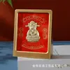 Marco de Fotos 3D con Lámina Dorada Atrae Riqueza Adorno de Escritorio Calabaza Dios de la Riqueza Bolsa de la Suerte Decoración de Escritorio Souvenir de Inauguración Reunión Anual Regalo