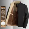 Jaqueta quente de outono e inverno do fabricante para homens de meia-idade e idosos, forrada com fleece, grossa, de corte solto, casaco de vovô