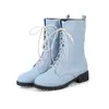 Botas de Motocicleta Novas Outono e Inverno de Comércio Exterior, Botas Martin com Cadarço e Salto Baixo, Tamanho Pequeno 33, Botas Femininas de Solado Grosso, Tamanho Grande 46 Botas Cowboy