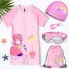 Trajes de baño para niños y niñas, Trajes de baño de una pieza de dibujos animados para niños de mediana edad y mayores, Set de gafas de natación, Venta al por mayor de equipo de natación