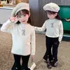 Ropa interior térmica de forro polar para niños Otoño e Invierno Algodón Puro Tops Cálidos para Niños y Niñas, Camiseta Infantil de Manga Larga con Cuello Redondo a Juego Padre-Hijo de Moda