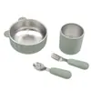 Tigela de Silicone Desmontável para Alimentação Infantil, Tigela para Bebê, Tigela Cerâmica com Silicone Antiescaldante para Bebês, Tigela com Bico de Silicone Antiescaldante