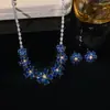Set Transfronterizo Joyería Europea y Americana con Circonita Microincrustada Collar Estilo Ins Flor Azul Pequeña Cadena para Clavícula de Combinación Diaria para Mujeres