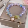 Nueva pulsera de hada fresca con amor, pulsera de piedra teñida en degradado, pulsera blanca con borlas para niña
