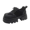 Zapatos de Mujer Derby Invierno Retro Gamuza Dedo Gordo Casual de Negocios Zapatos de Cuero Estilo Británico Suela Gruesa Aumentadores de Altura Para el Trabajo Calzado de Moda