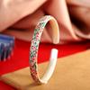 Pulsera de esmalte plateado 9999 con pie de plata y diseño de flores de estilo chino, nueva pulsera de plata con sutra de corazón grabado en oro