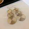Pendientes de Borla Redondos Chapados en Oro Real con Forma de Gota de Agua Hebilla de Oreja de Tendencia de Moda Personalizada Pendientes de Temperamento Europeo y Americano de Alta Gama para Mujer