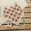 Bufanda Triangular Calada de Punto Transfronteriza, Cinturón para el Cabello de Lana a Cuadros, Cinturón para el Cabello Vintage Primavera y Verano, Pañuelo para la Cabeza Estilo Pastoral Francés