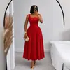 Vestido regata europeu e americano transfronteiriço feminino 2026 outono novo elegante com gola quadrada jacquard sem mangas