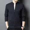 Nueva chaqueta-suéter 100% lana para otoño e invierno, cárdigan de punto liso, suéter de lana cálido grueso de lana pura para hombre