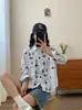 Primavera 2026 Nuevo Estilo Estilo Universitario Estampado de Gaviota de Dibujos Animados Algodón Cardigan de Mujer Camisa de Manga Larga Top Venta al por Mayor