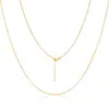 Collar de clavícula con cadena a juego de venta caliente, longitud ajustable, plata esterlina S925, chapado en oro real, accesorios colgantes, ventas directas de fábrica