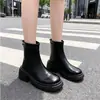 Botas Martin negras estilo británico con tacón grueso para mujer, nueva colección otoño/invierno 2026, diseñadas para figuras petite, con altura añadida, forro de fleece y calidez, botines