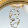 Anillo de Cobre con Circonita Microincrustada Estilo Ins Nuevo de Nicho Europeo y Americano para Mujer, Varios Anillos Abiertos Ajustables de Lujo Ligero Completamente Diamantados