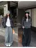 Ropa Baisiwang: Chamarra sudadera gris para mujer, nueva colección de otoño, estilo holgado y casual, con cierre, cuello alto y diseño estampado