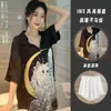 Popular de alta qualidade luxo leve estiloso seda gelada vestido camisa pijama feminino verão novo luxuoso roupão de dormir roupa de casa conjunto fino