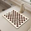 Estera de drenaje para mesa de cocina con rejilla de ajedrez retro, suave barro de diatomeas, vajilla de escritorio, posavasos, lavabo, estera antideslizante