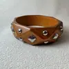 Yongge Accesorios Pulsera de Madera con Remaches Geométricos Estilo Europeo y Americano Moda Retro Personalidad Rombo Pulsera Adorno para la Muñeca