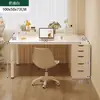 Mesa estilo creme para uso doméstico, penteadeira de quarto com armário de armazenamento, mesa integrada, bancada de trabalho, mesa de computador simples com gavetas
