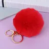 Llavero de Bola de Pelo de Conejo Rex Sintético de 8 cm Adorno Creativo para Coche Llavero Colgante de Bolsa Rellena de Pelo Sintético Regalo