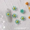 Pegatinas para Uñas de Cara Sonriente de Resina 3D de Fondo Plano Girasol Pintado por Takashi Murakami Colorido Dibujo Animado Relieve Tridimensional Decoración para Uñas