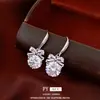 Aretes de Lazo de Circonita Super Brillantes, Lujo Ligero, Gama Alta, Ganchos para Orejas Exquisitos, Estilo Único, Versátiles, Accesorios para Orejas Sencillos y de Moda