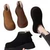Botas Martin de sola grossa, que aumentam a altura, para mulheres, novo estilo de inverno 2026, forradas com fleece para aquecimento, botinhas estilo britânico, adequadas para mulheres baixinhas, com solas macias e antiderrapantes