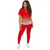 2023 Comércio Exterior da Amazon Europeu e Americano Estampa Digital Gradiente Casual Conjunto de Duas Peças Roupa de Casa para Mulheres