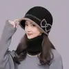 Nuevo Sombrero de Pescador de Punto con Lazo para Otoño e Invierno para Personas de Mediana Edad y Mayores, Sombrero de Cubo de Lana Versátil y Elegante, Sombrero Cálido para Madre