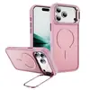 Adequado para capa de celular iPhone 17 Pro, capa rígida de PC magnética com sensação de pele e suporte de lente invisível, capa de celular Apple 18