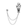 Moda Europeia e Americana Retrô Britânico Caveira Incrustada com Diamantes Palma Esqueleto Corrente Multicamadas Franja Alfinete de Gola Broche