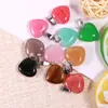 Pendente de Cavalo de Cristal Rosa Amazon Transfronteiriço 16mm Pequeno Coração de Pêssego Presente de Dia dos Namorados Pingente em Forma de Coração de Pedra Natural