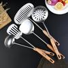 Utensilios de cocina de acero inoxidable 304, juego de cocina, pala para freír de palisandro, olla caliente, cuchara para sopa, utensilios de cocina con mango de madera para el hogar del hotel