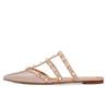 Sandalias Planas de Moda V's con Puntera de Remache para Mujer, Versión Alta, Original Puro, Charol Negro, Calzado Exterior de Moda, Punta Fina, Medias Zapatillas