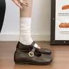 Zapatos planos estilo Mary Jane retro con diseño de puntera falsa, nueva colección otoño 2026 para mujer, con tacón oculto, bailarinas, zapatos pequeños de cuero estilo noche