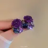 Brincos Roxos Brincos de Flor Design de Nicho Feminino Retro Elegante Único 2025 Novo Estilo Quente Alto Padrão